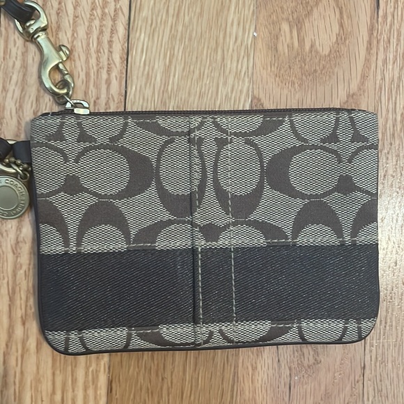 Classic Brown Canvas Coach Wristlet - Picture 2 of 4